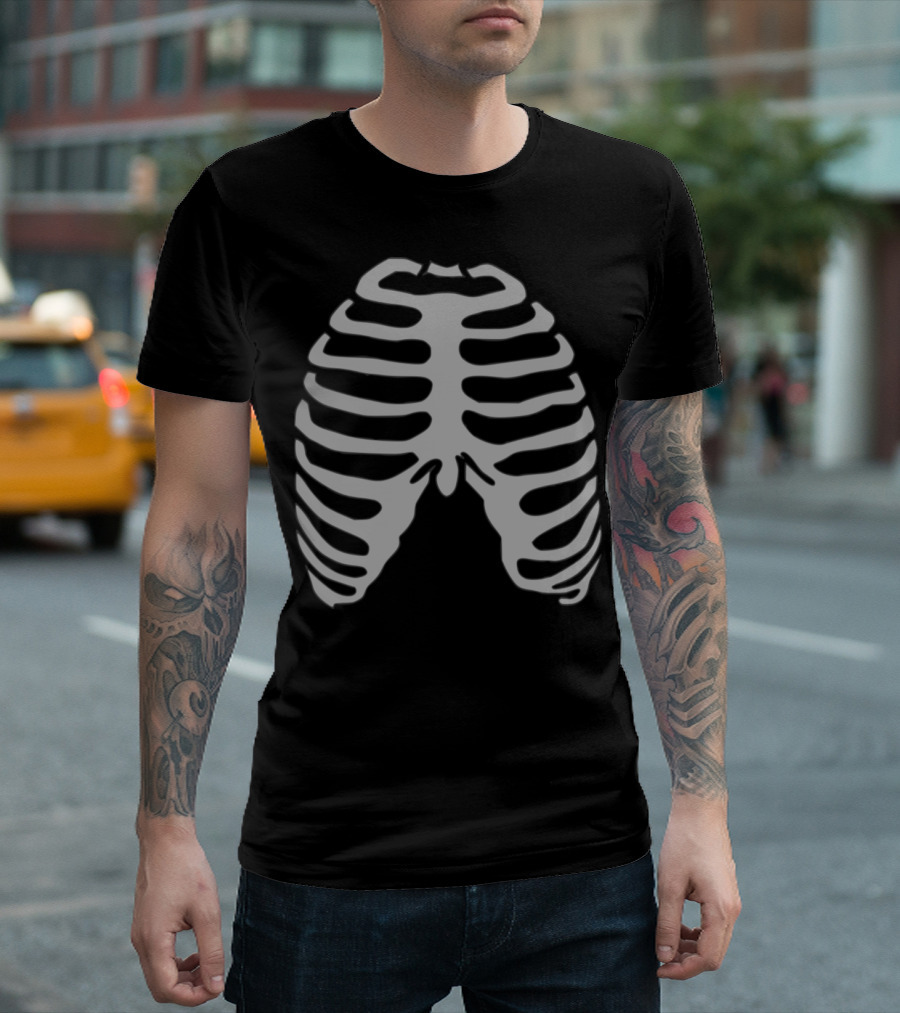 Grey Skeleton Ribcage T-Shirt