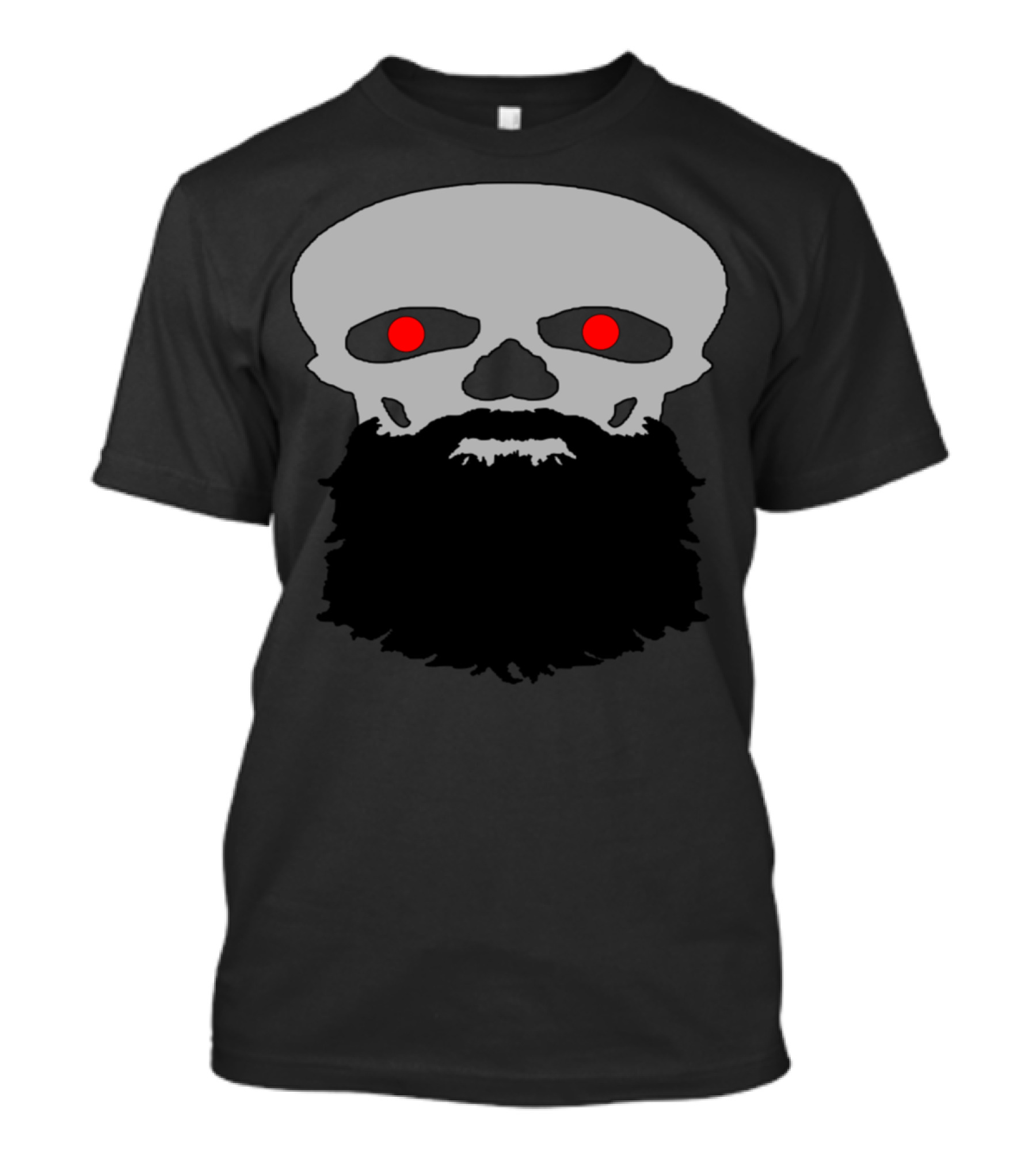 Beard Skull Red Eyes Dark Skeleton Face T-Shirt
