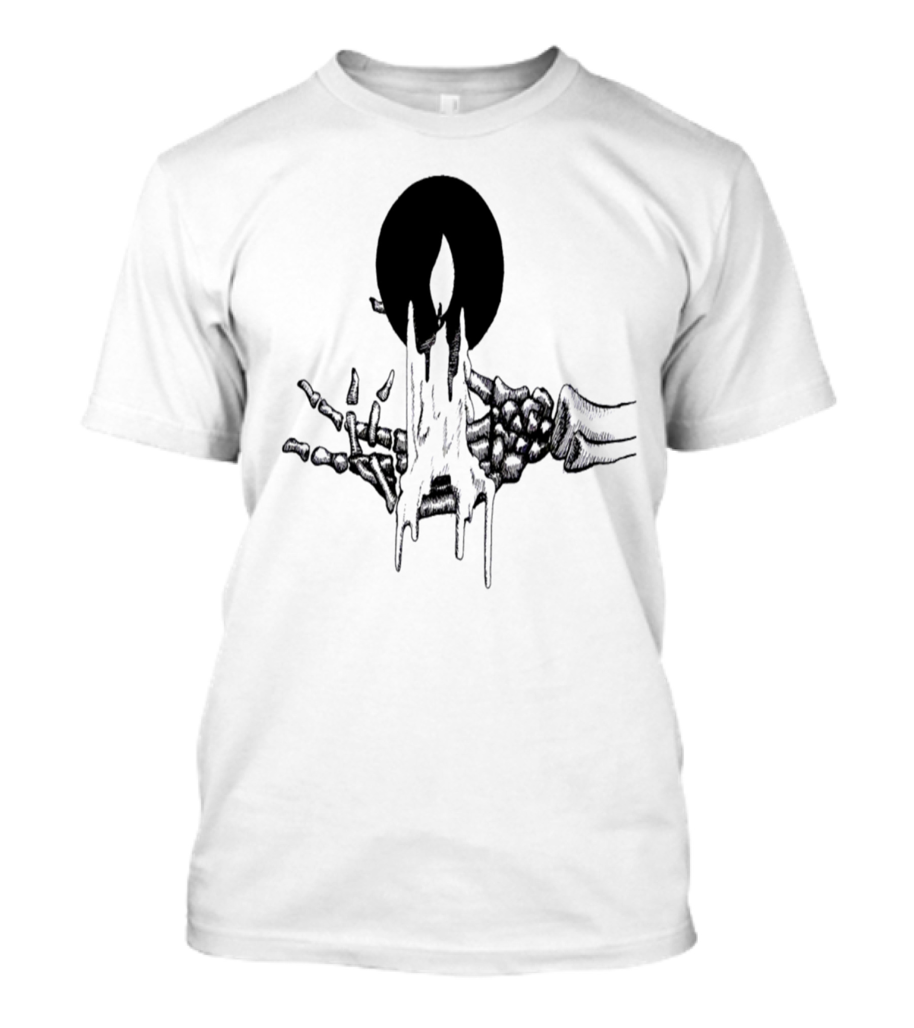 Hand With Dripping Candle Flame Skeleton T-Shirt