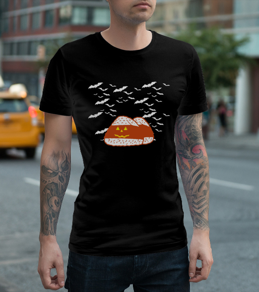 Rice Balls Japanese Halloween Bats Pumpkin Face T-Shirt