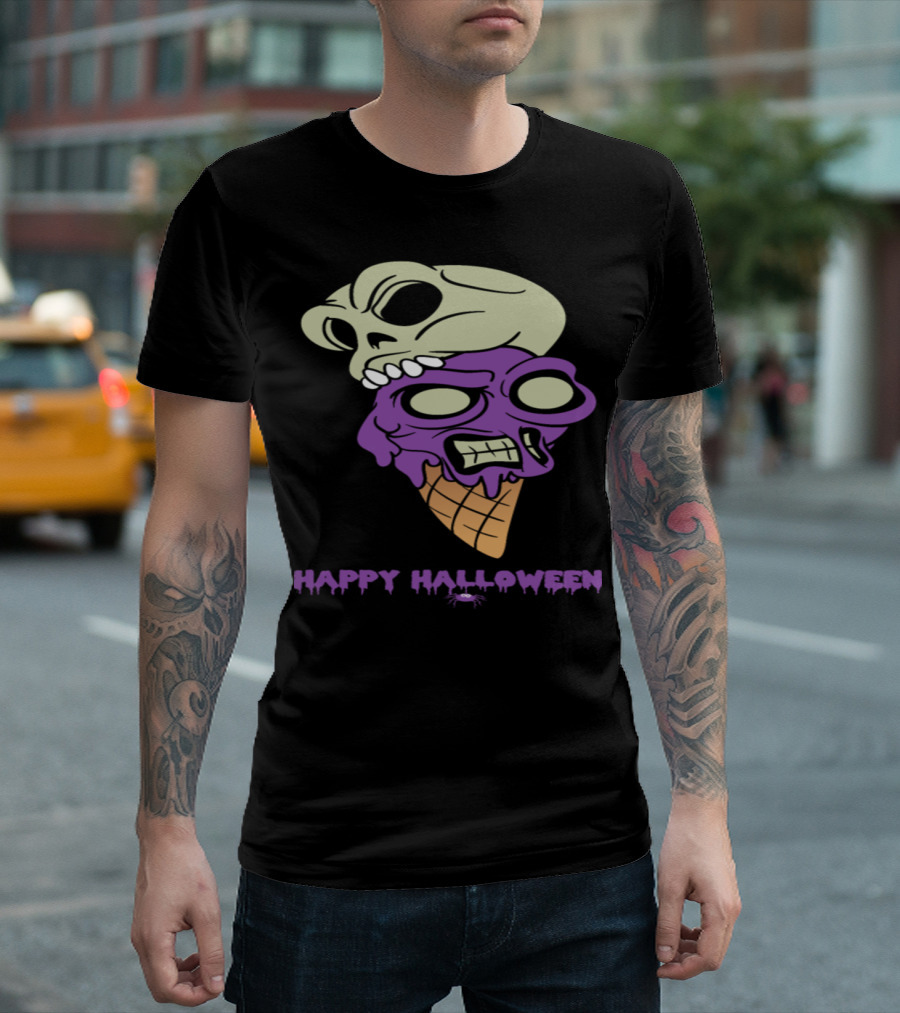 Happy Halloween Ice Cream Monster Zombie Horror T-Shirt