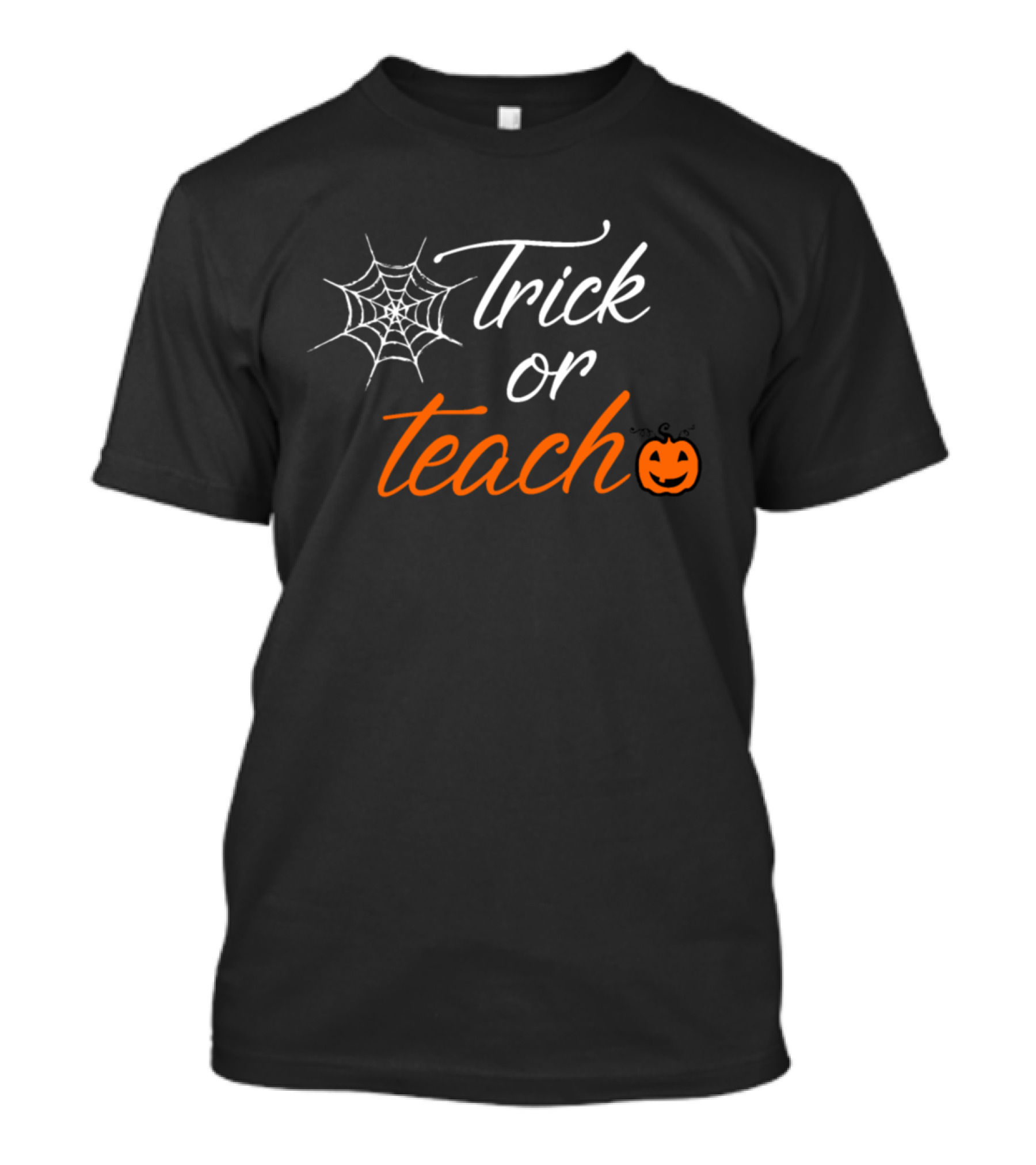 Trick Or Teach Halloween Spider Web Pumpkin T-Shirt