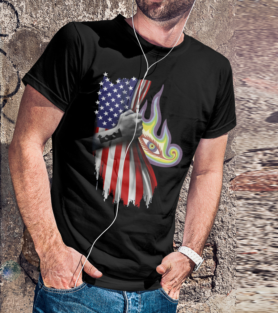 Tool Rock Band American Flag Psychedelic Eye Tattoo T-Shirt