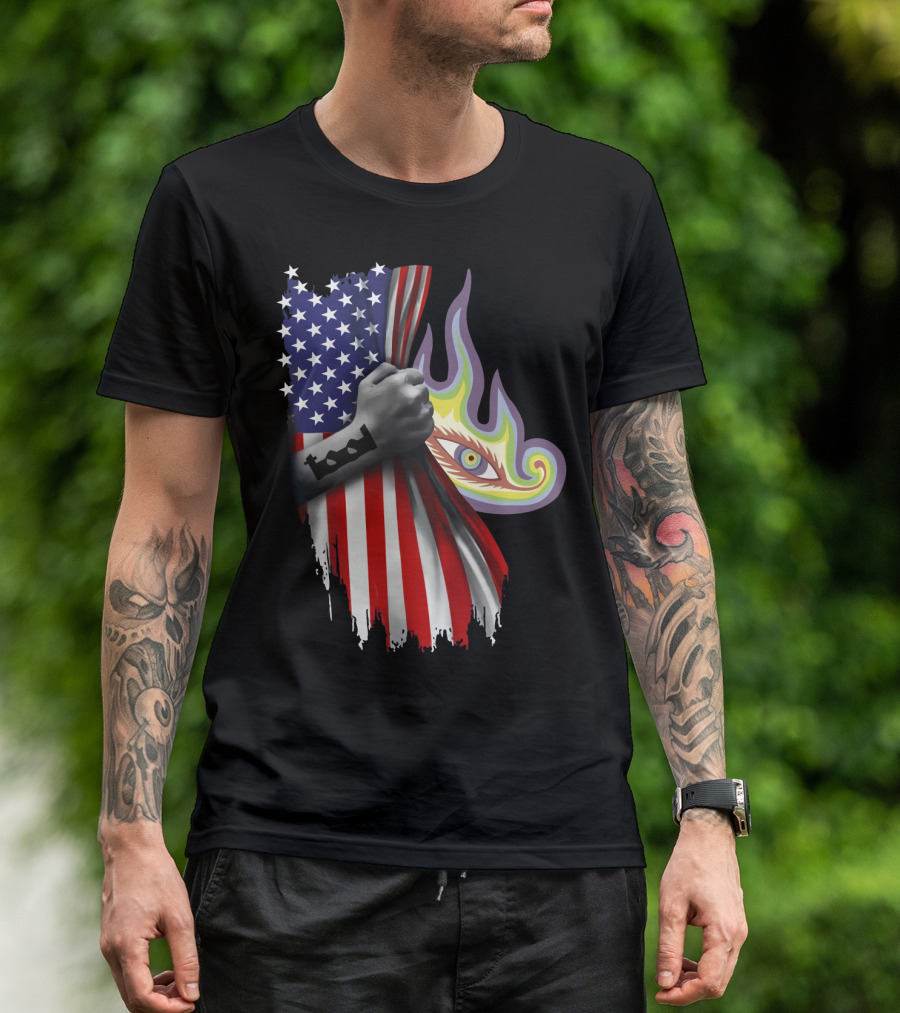 Tool Rock Band American Flag Psychedelic Eye Tattoo T-Shirt
