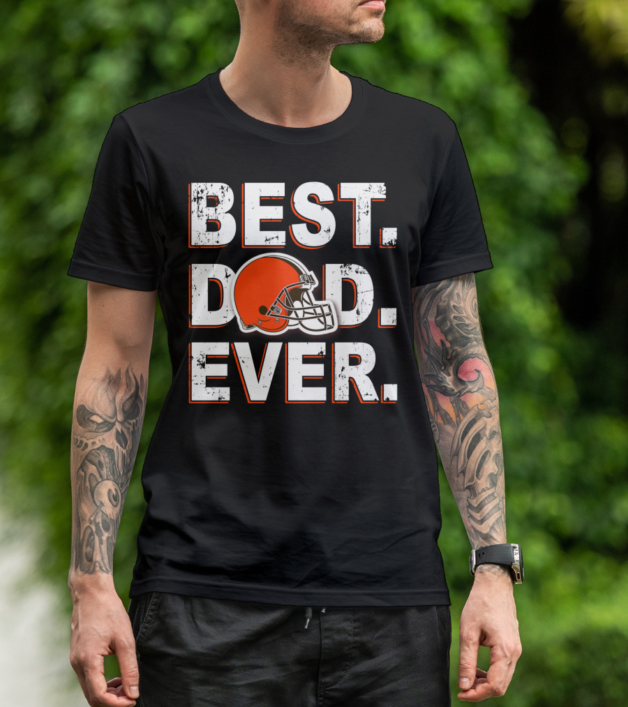 Best Dad Ever Browns Football Helmet T-Shirt