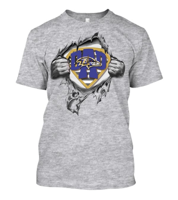 Superdad Baltimore Ravens Logo In Superhero T-Shirt
