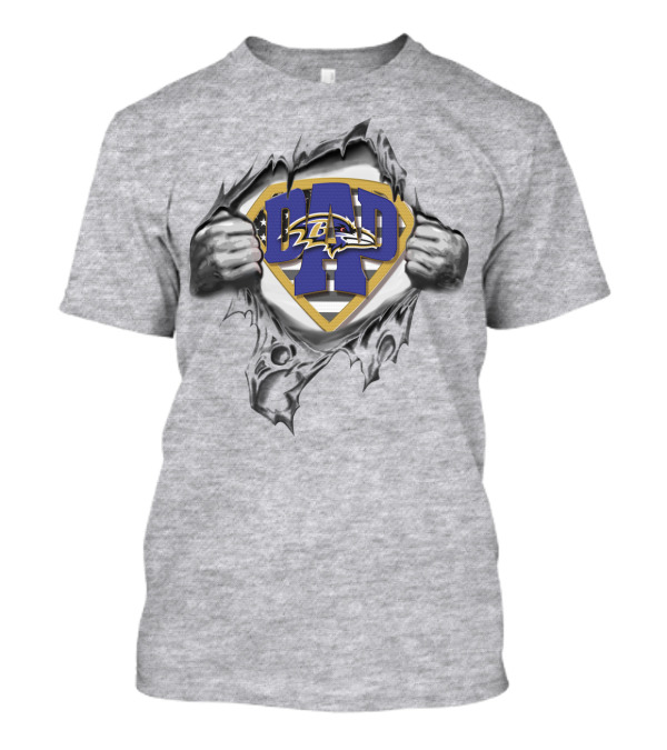 Superdad Baltimore Ravens Logo In Superhero T-Shirt