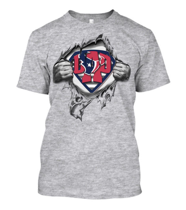 Superdad Houston Texans Logo Burst Superhero T-Shirt