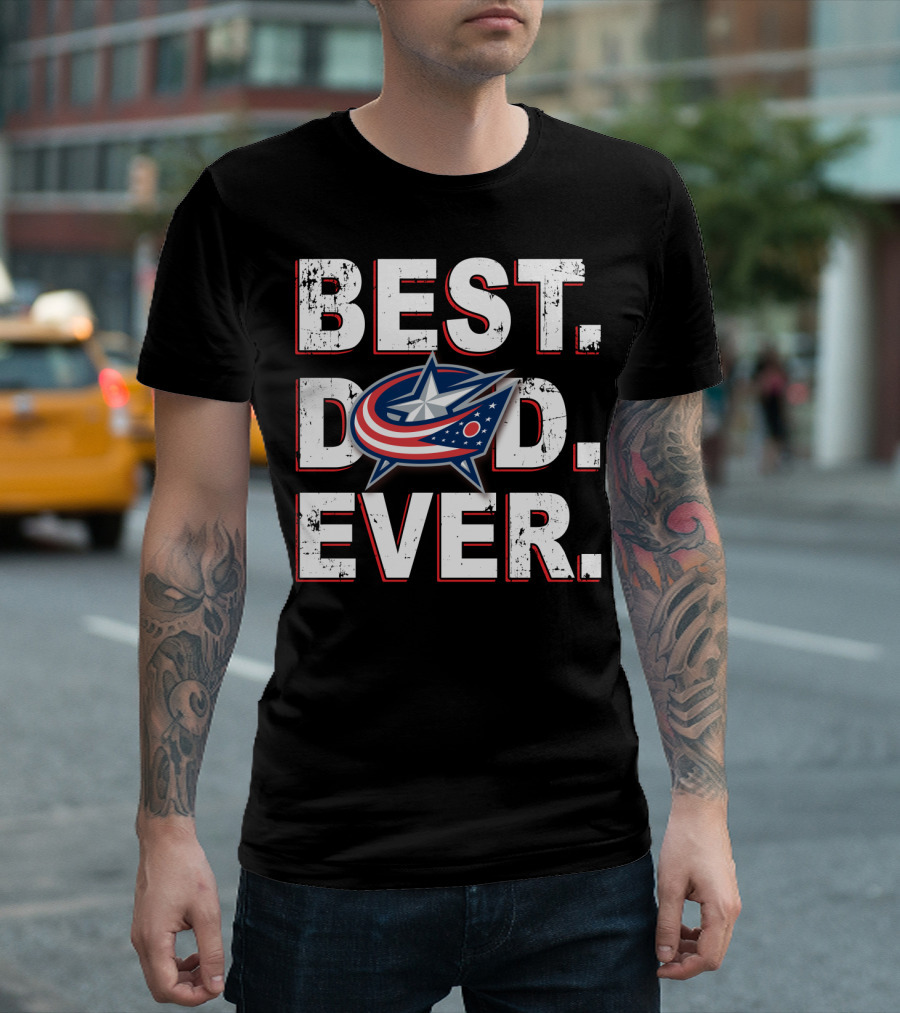 BEST DAD EVER BLUE JACKETS STAR T-Shirt