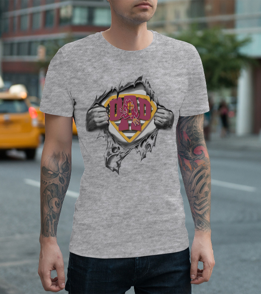 SUPERDAD ARIZONA STATE SUN DEVILS LOGO HERO TORN CHEST T-Shirt