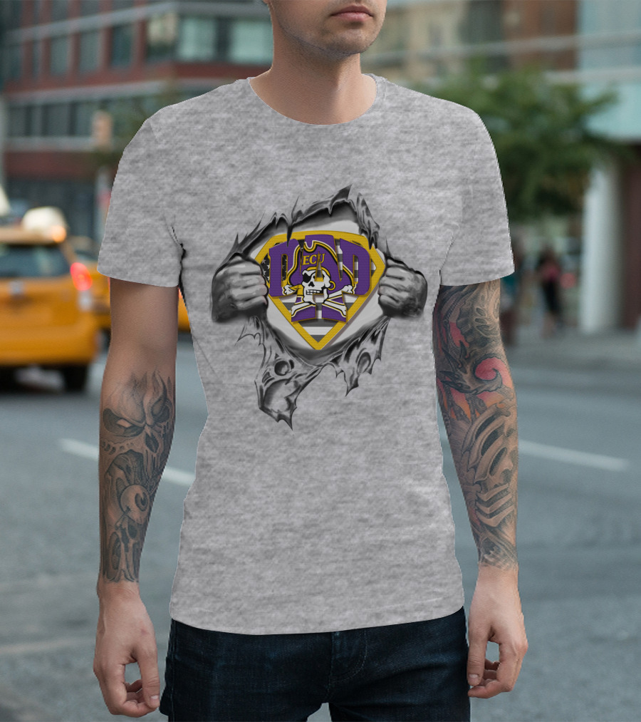 East Carolina Pirates Superdad ECU Skull Logo Hero T-Shirt