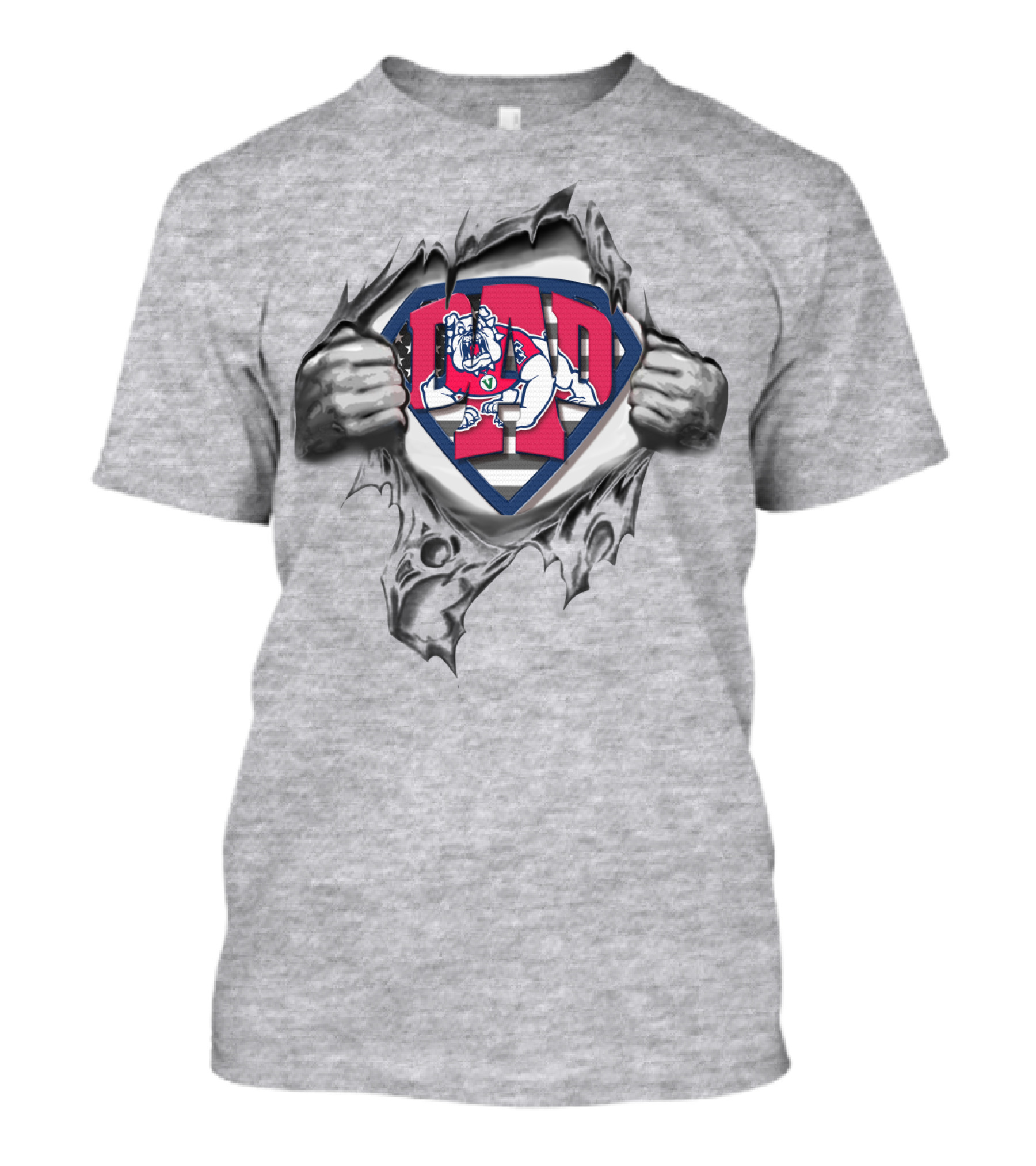 SUPERDAD FRESNO STATE BULLDOGS LOGO S SHIELD RIPPED CHEST T-Shirt