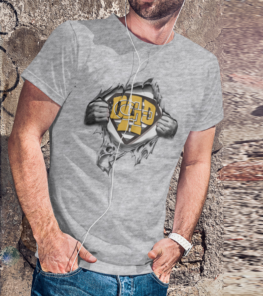 Georgia Tech Yellow Jackets Superdad Logo Superman T-Shirt