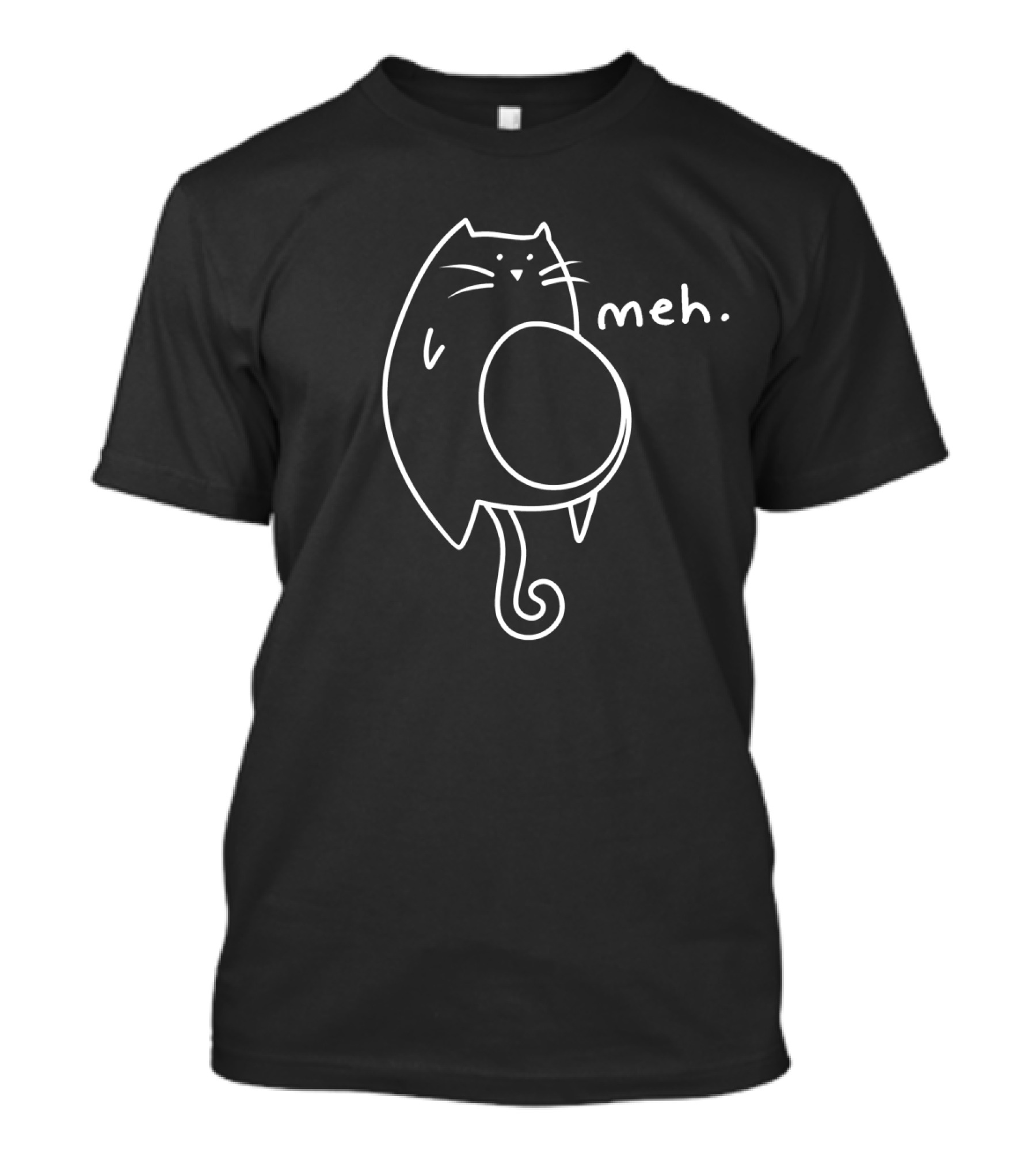 Meh White Cat Funny Minimalist T-Shirt