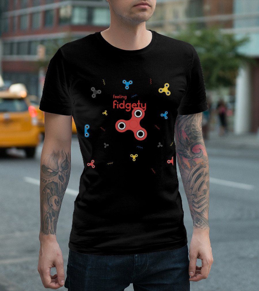 Feeling Fidgety Red and Yellow Spinner Fun Mood Playful T-Shirt