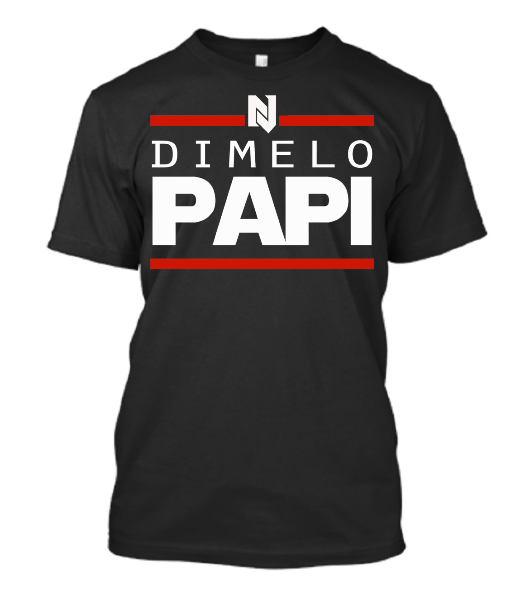 Dimelo Papi Block Lettering With Red Stripes And Stylized N T-Shirt