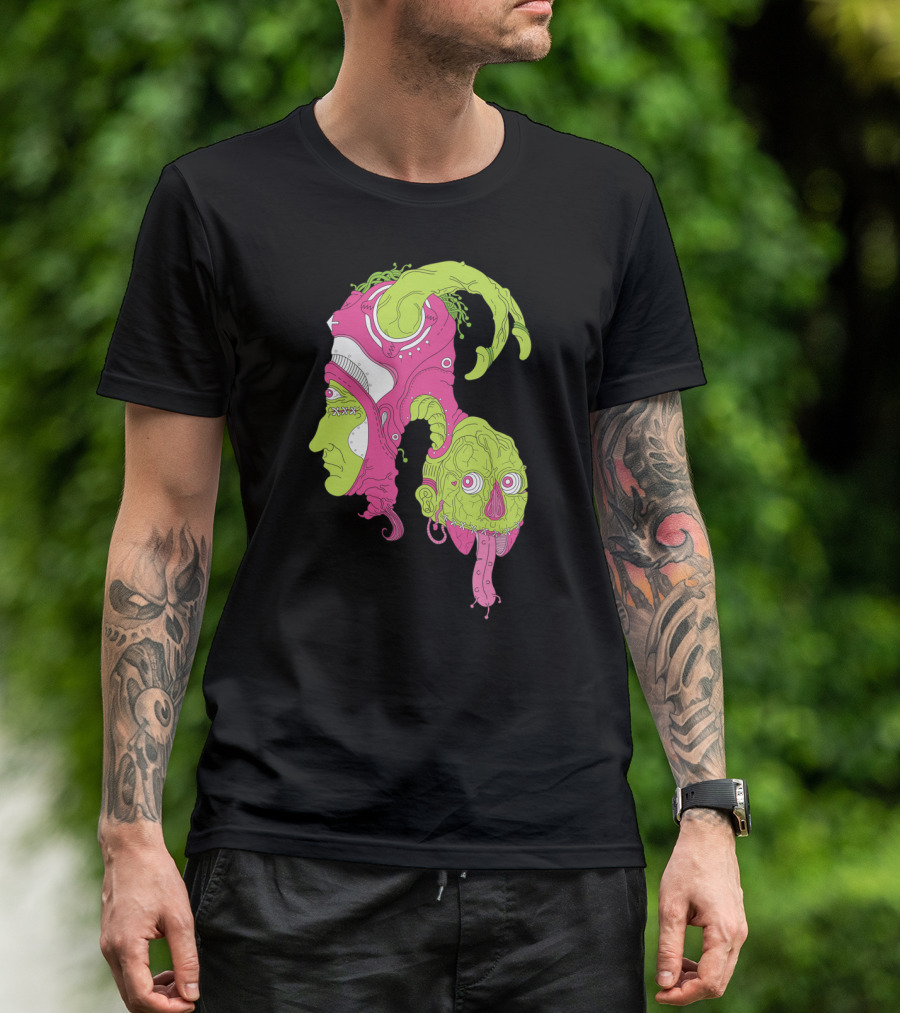 Psychedelic Papa Goat Surreal Creature Mashup T-Shirt