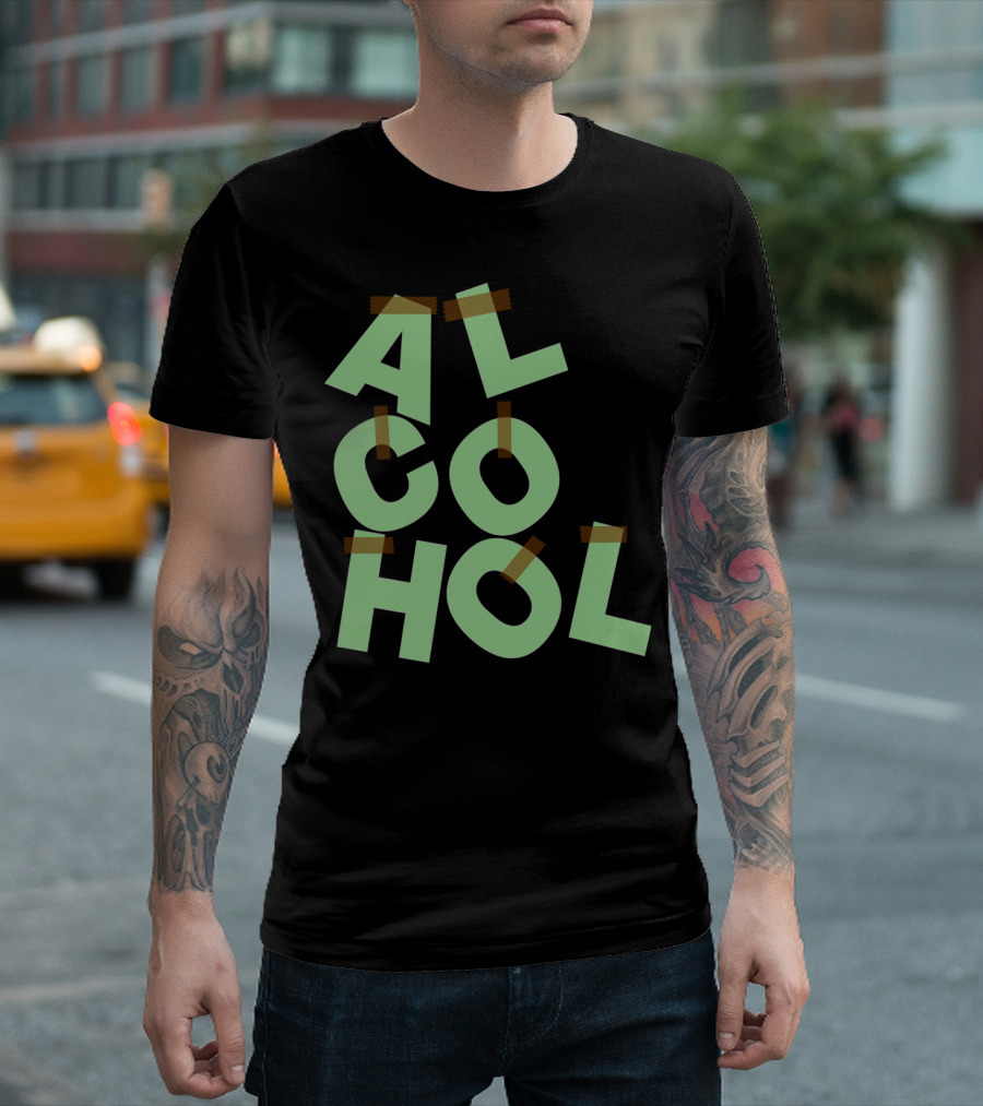 ALCOHOL Letters Secured with Tape T-Shirt
