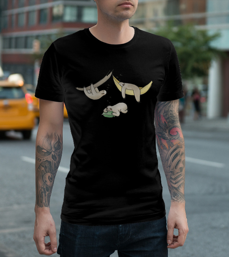 Slumber Party Sleepy Sloth Hanging and Relaxing T-Shirt