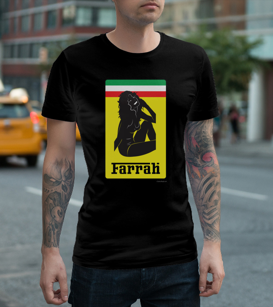 Farrah Silhouette With Green White Red Stripe T-Shirt