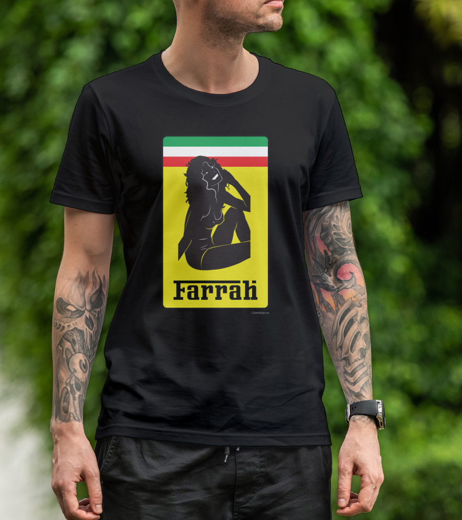 Farrah Silhouette With Green White Red Stripe T-Shirt