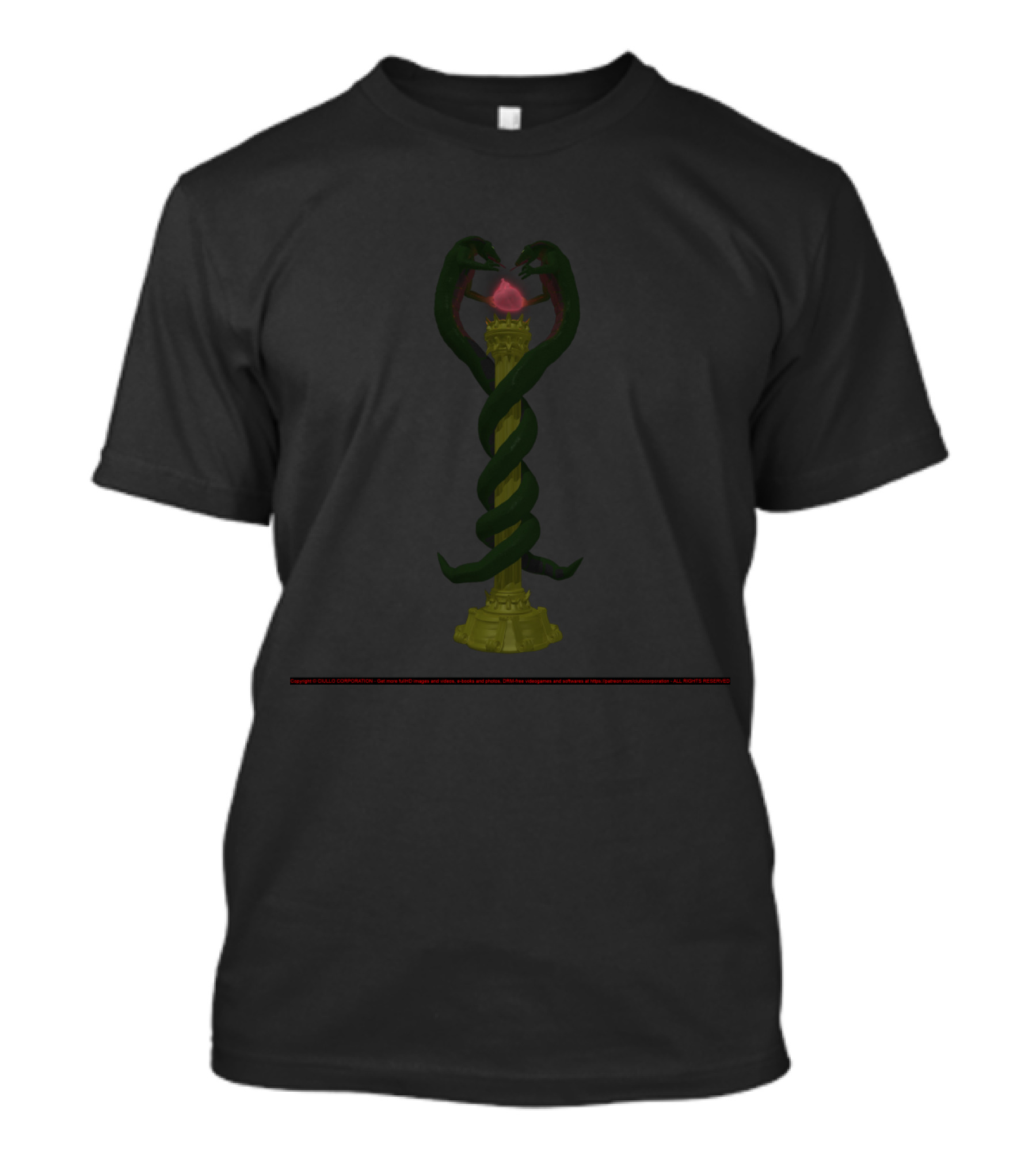 Studi Anatomici Dual Serpent Column With Enflamed Orb T-Shirt