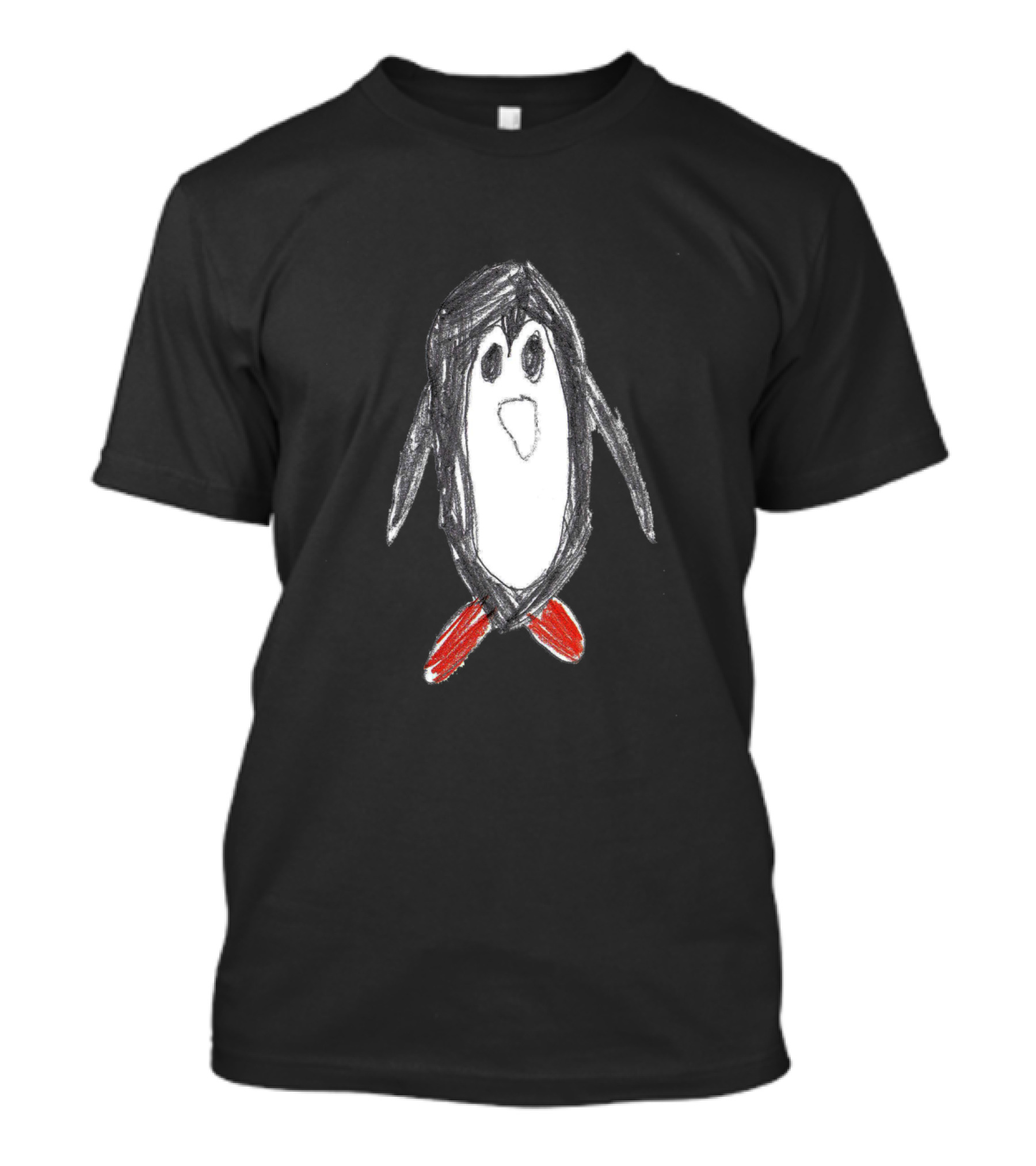 Penguin Sketch With Red Feet T-Shirt