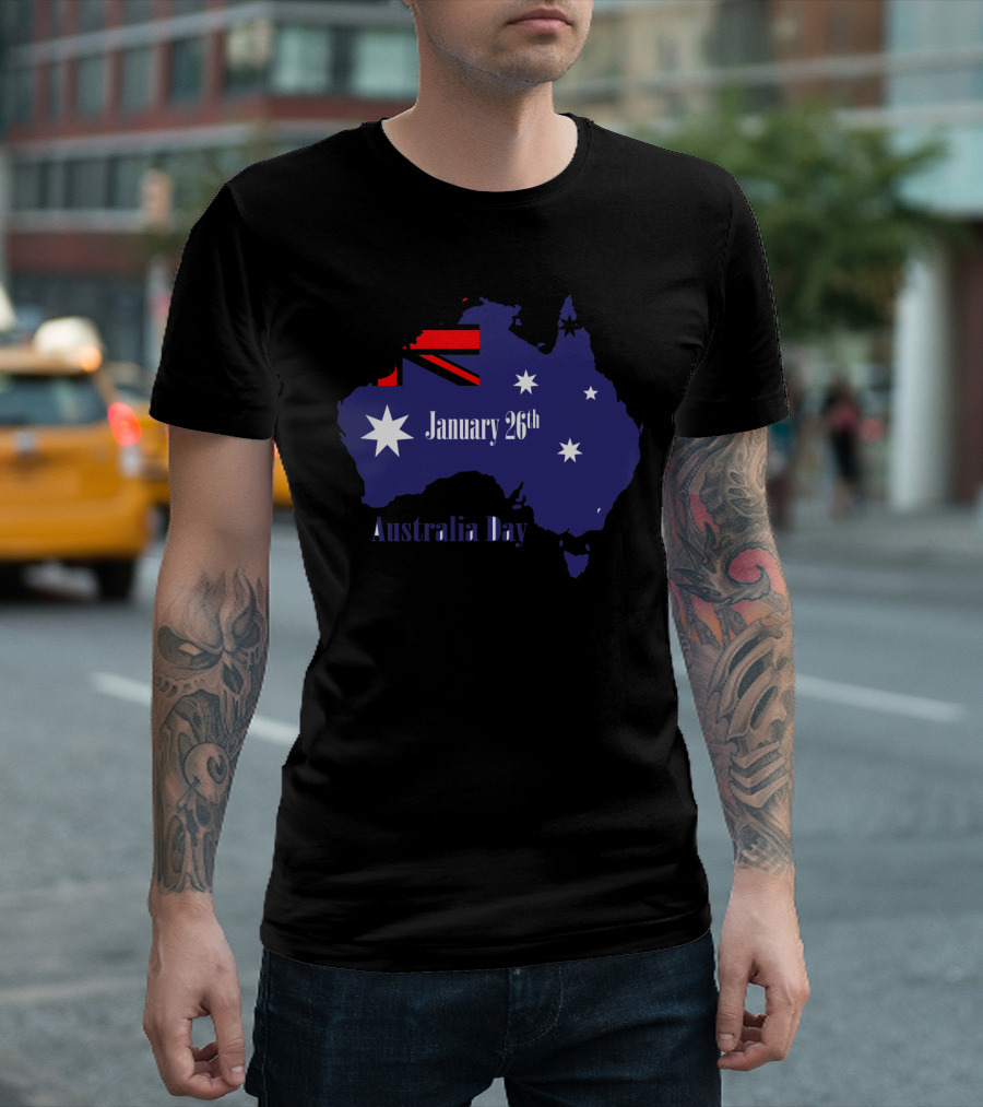 January 26th Australia Day Map With Southern Cross And Flag T-Shirt