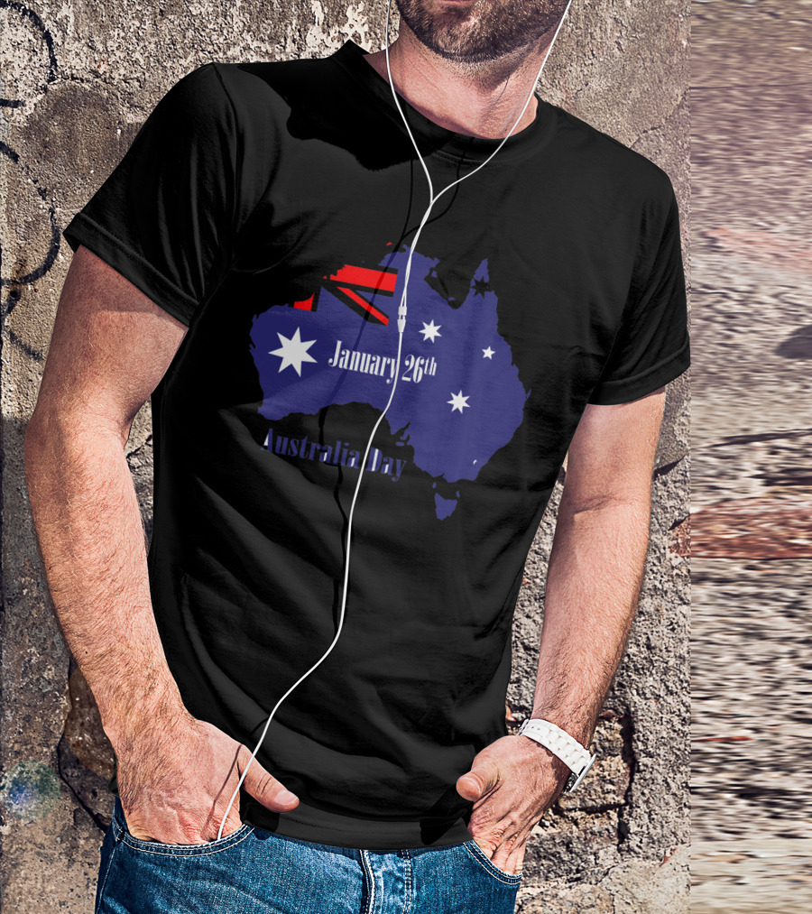 January 26th Australia Day Map With Southern Cross And Flag T-Shirt
