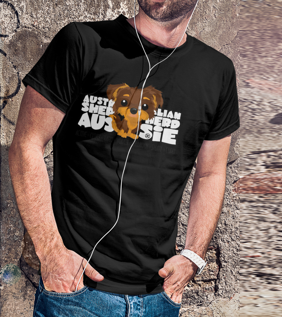 Australian Shepherd Aussie BigHeads Active Clever Hairy Worker Stubborn Sporty Cuddly Brown Tan T-Shirt