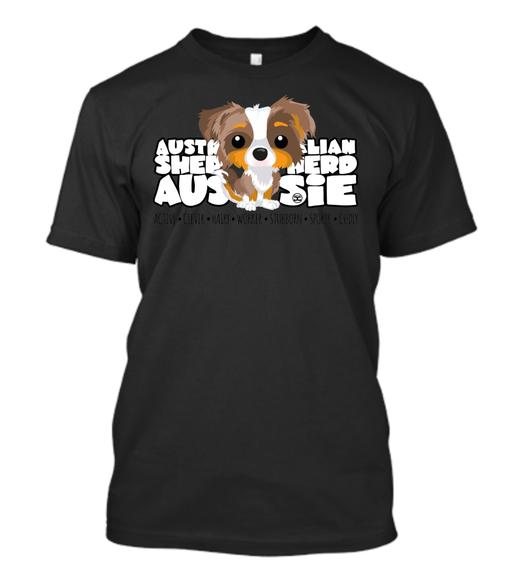 Australian Shepherd Aussie Brown Merle Trico Big Head Active Clever Cuddly Worker Dog T-Shirt