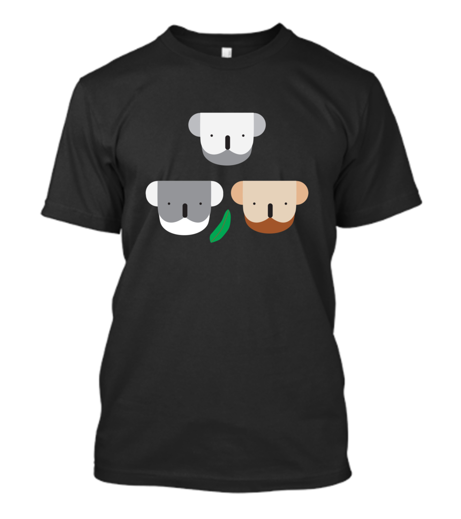 Kooky Koalas Trio With Leaf - Minimalist Koala Faces T-Shirt