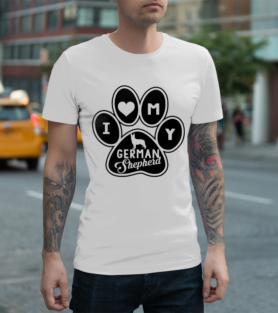 I Heart My German Shepherd Dog Paw Prints T-Shirt