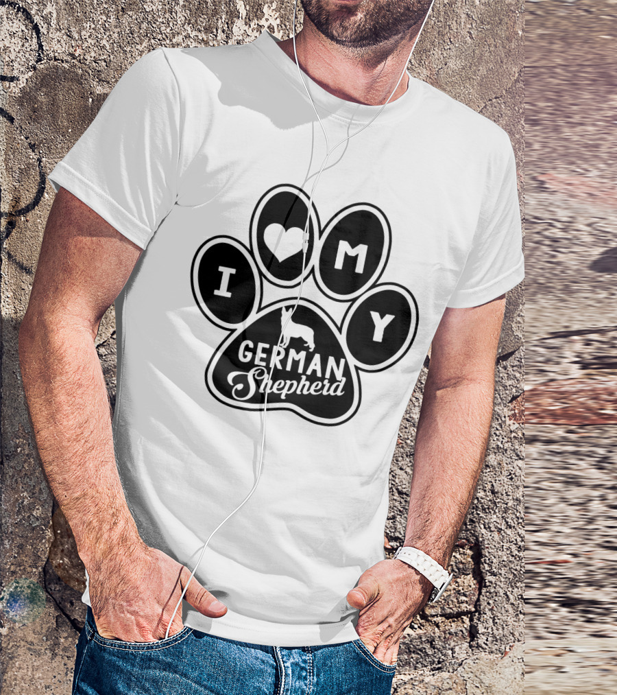 I Heart My German Shepherd Dog Paw Prints T-Shirt