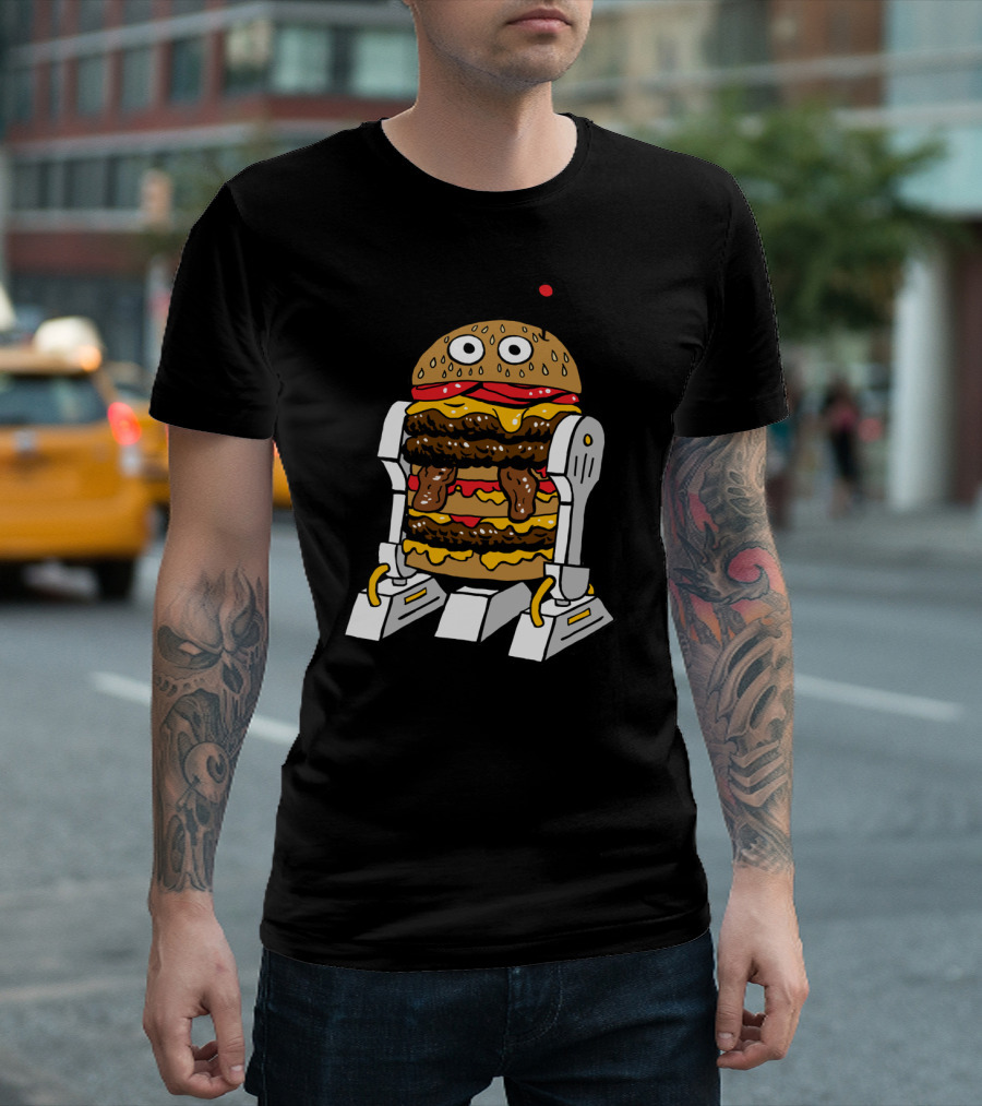 Burgerbot Cheeseburger Robot with Mechanical Legs and Arms T-Shirt