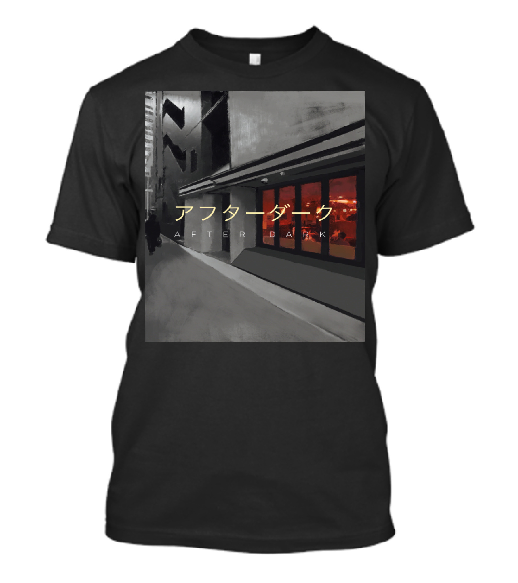 After Dark Street Scene With Red Windows T-Shirt