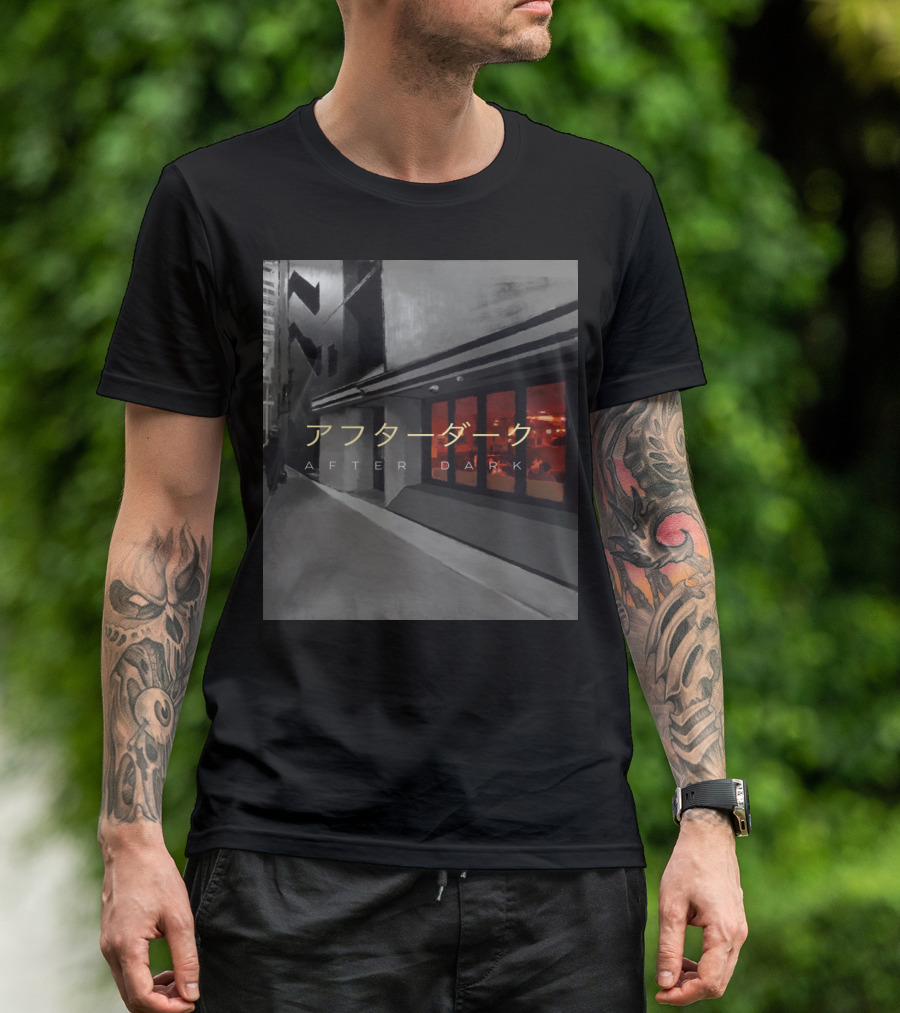 After Dark Street Scene With Red Windows T-Shirt