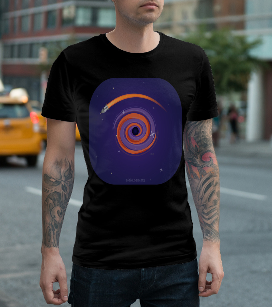 Swirling Cosmic Vortex with Rocket by Ojolo.com.mx T-Shirt