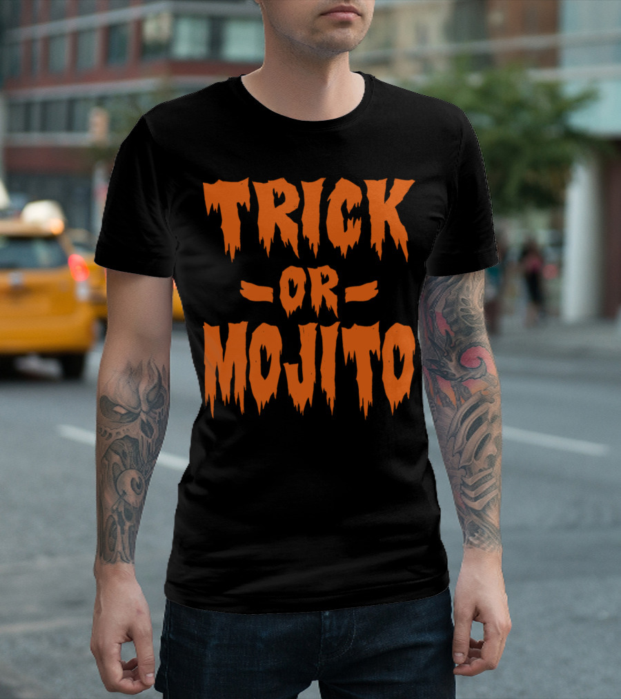 Trick Or Mojito Halloween Spooky Pumpkin Ghost T-Shirt