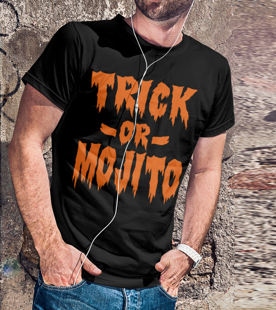 Trick Or Mojito Halloween Spooky Pumpkin Ghost T-Shirt