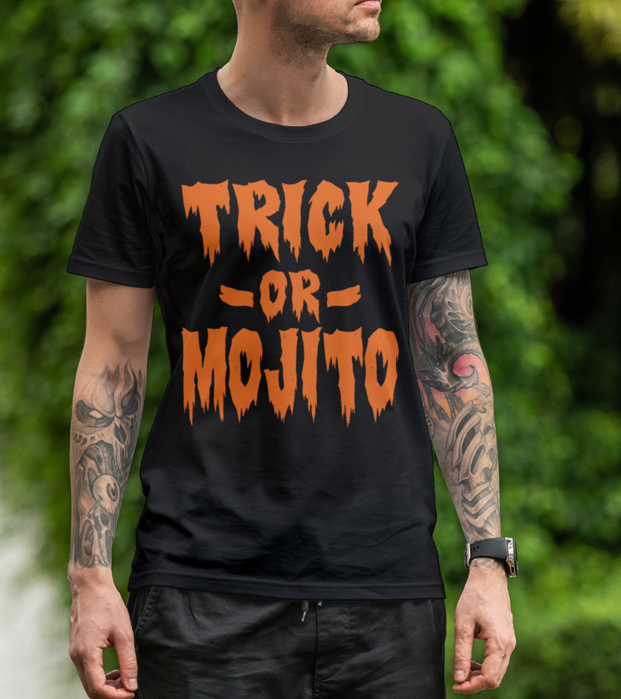 Trick Or Mojito Halloween Spooky Pumpkin Ghost T-Shirt
