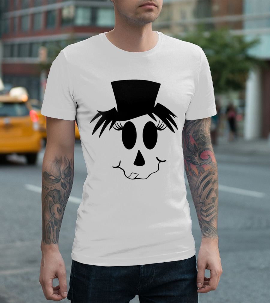 Halloween Scary Pumpkin Face with Top Hat and Crooked Smile T-Shirt