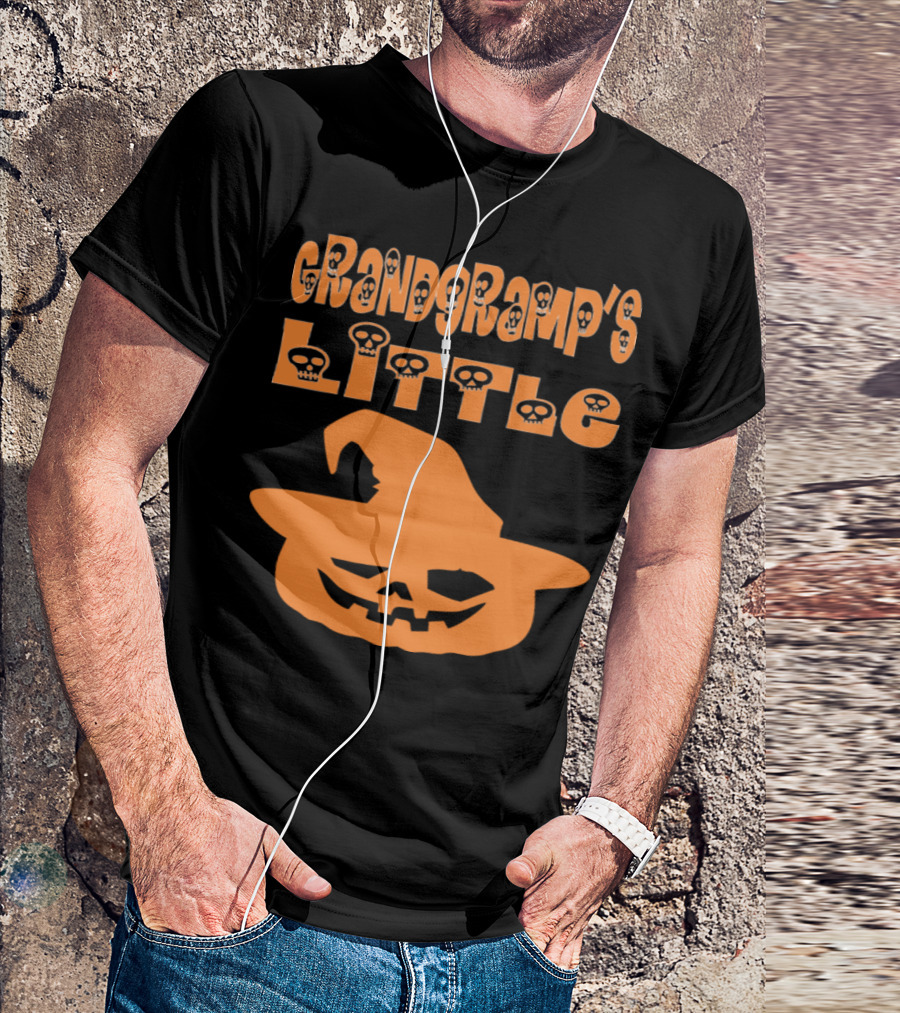Grandgramp's Little Pumpkin Halloween Skull Font With Witch Hat Jack-o'-Lantern T-Shirt