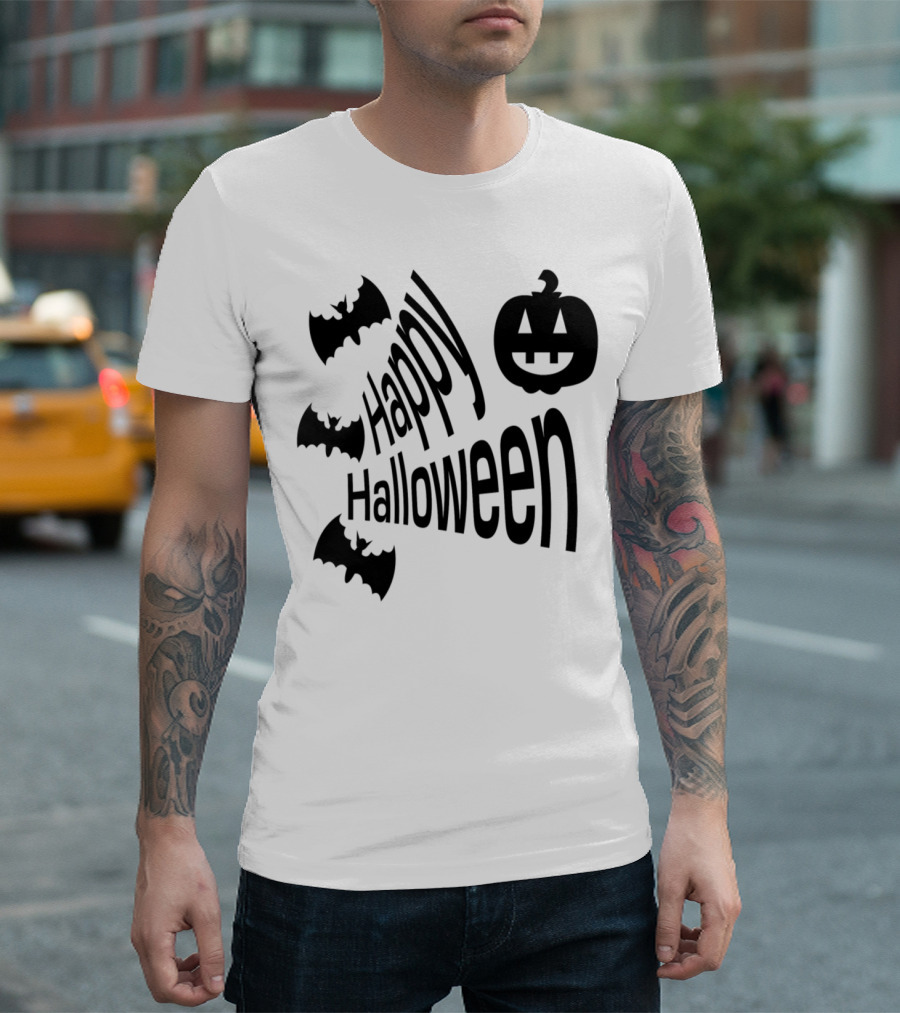 Happy Halloween Bats and Pumpkin T-Shirt