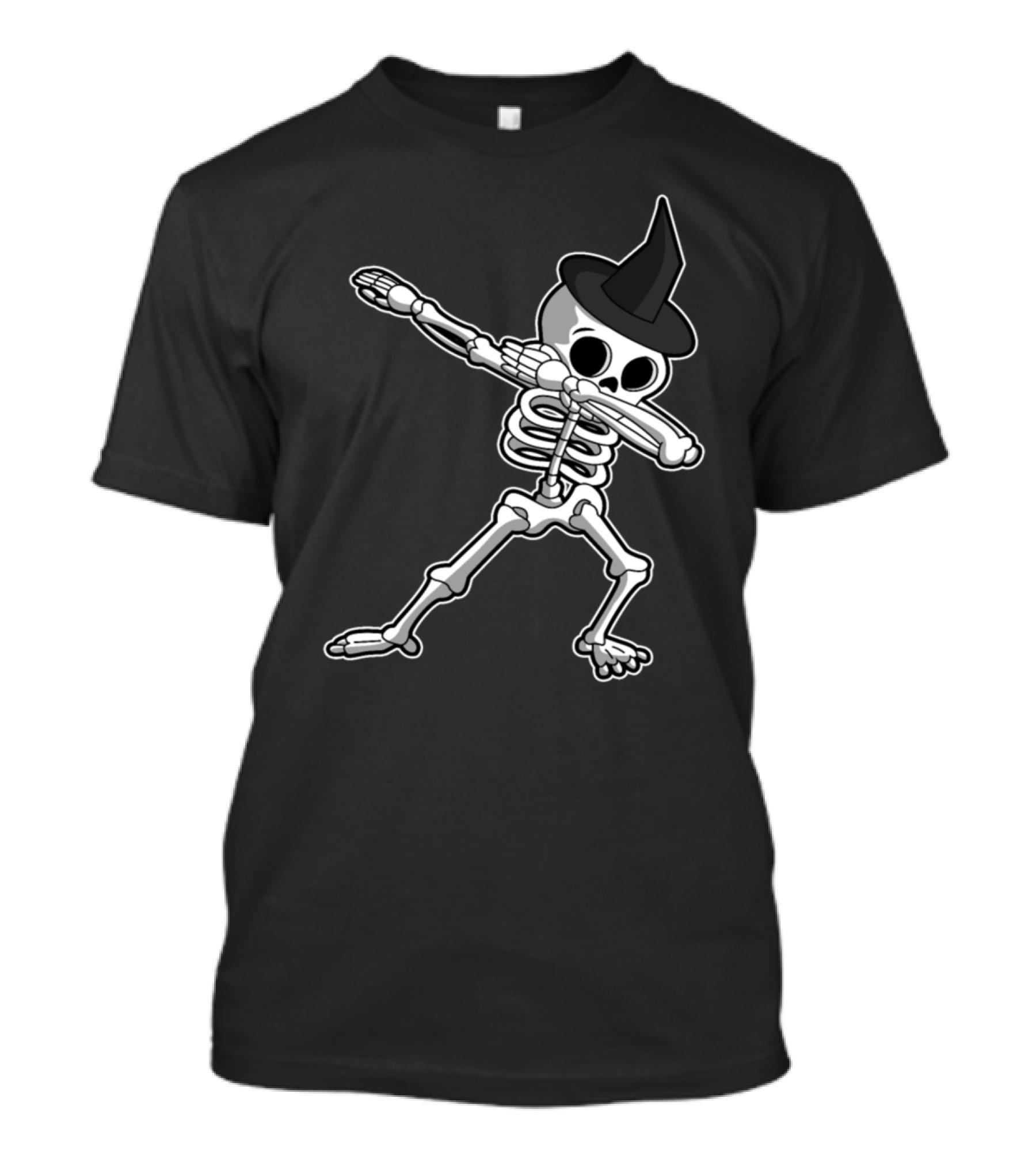 Halloween Skeleton Dabbing Witch Hat T-Shirt