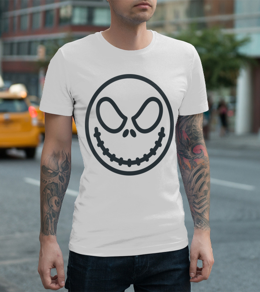 Jack Skellington Smiling Scary Skeleton Halloween Skull T-Shirt