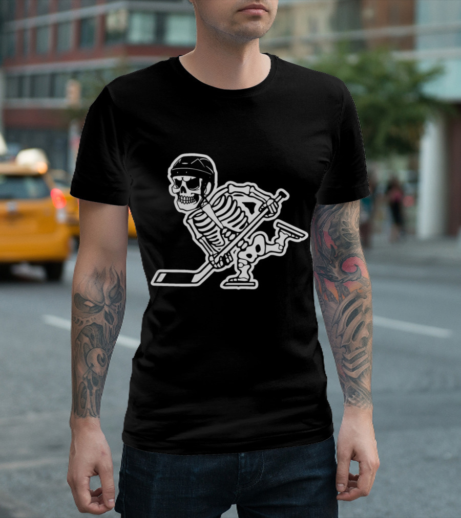 Funny Halloween Hockey Skeleton T-Shirt