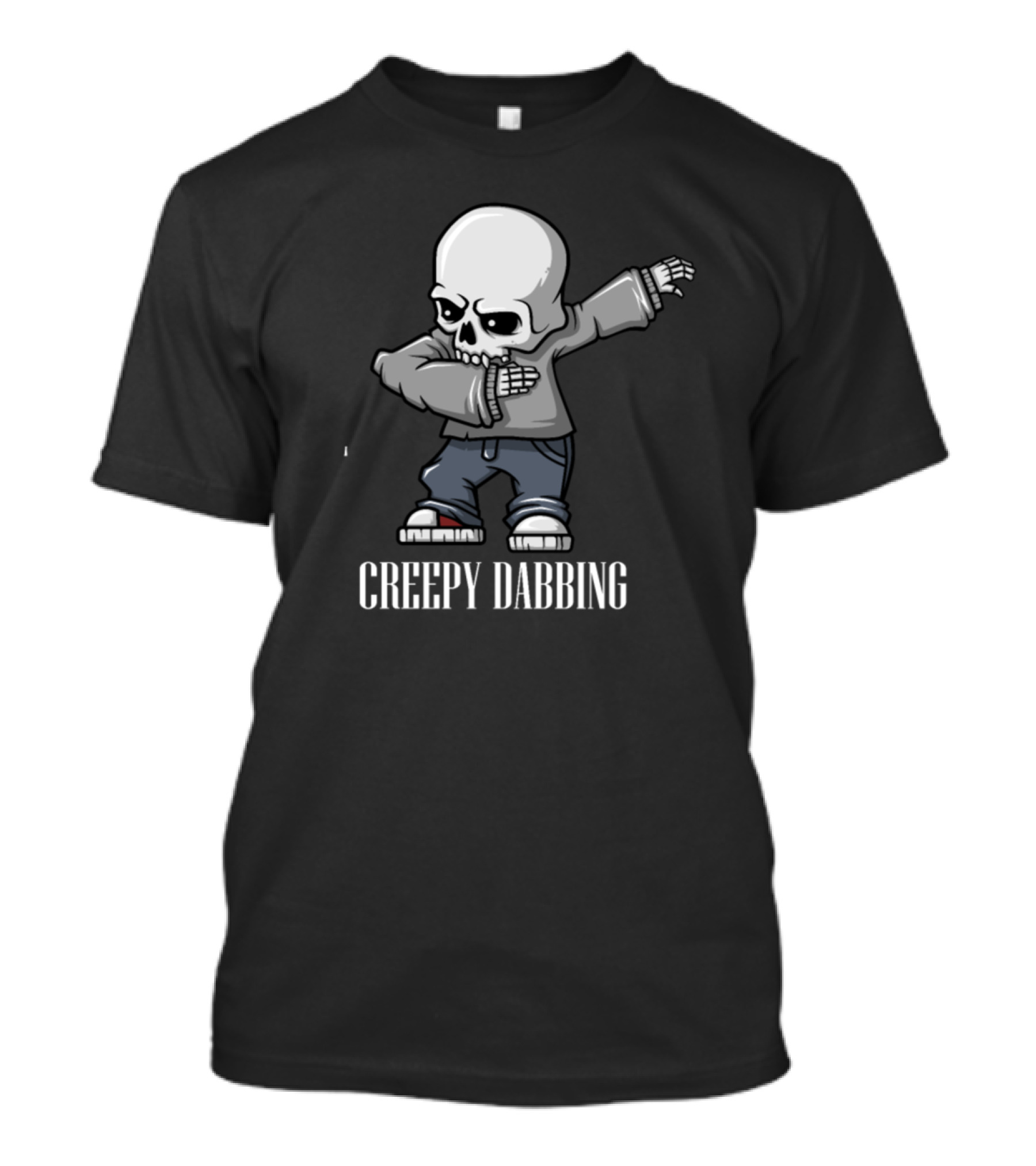 Creepy Dabbing Funny Skull Skeleton Dancer Hoodie Wearing Jeans T-Shirt