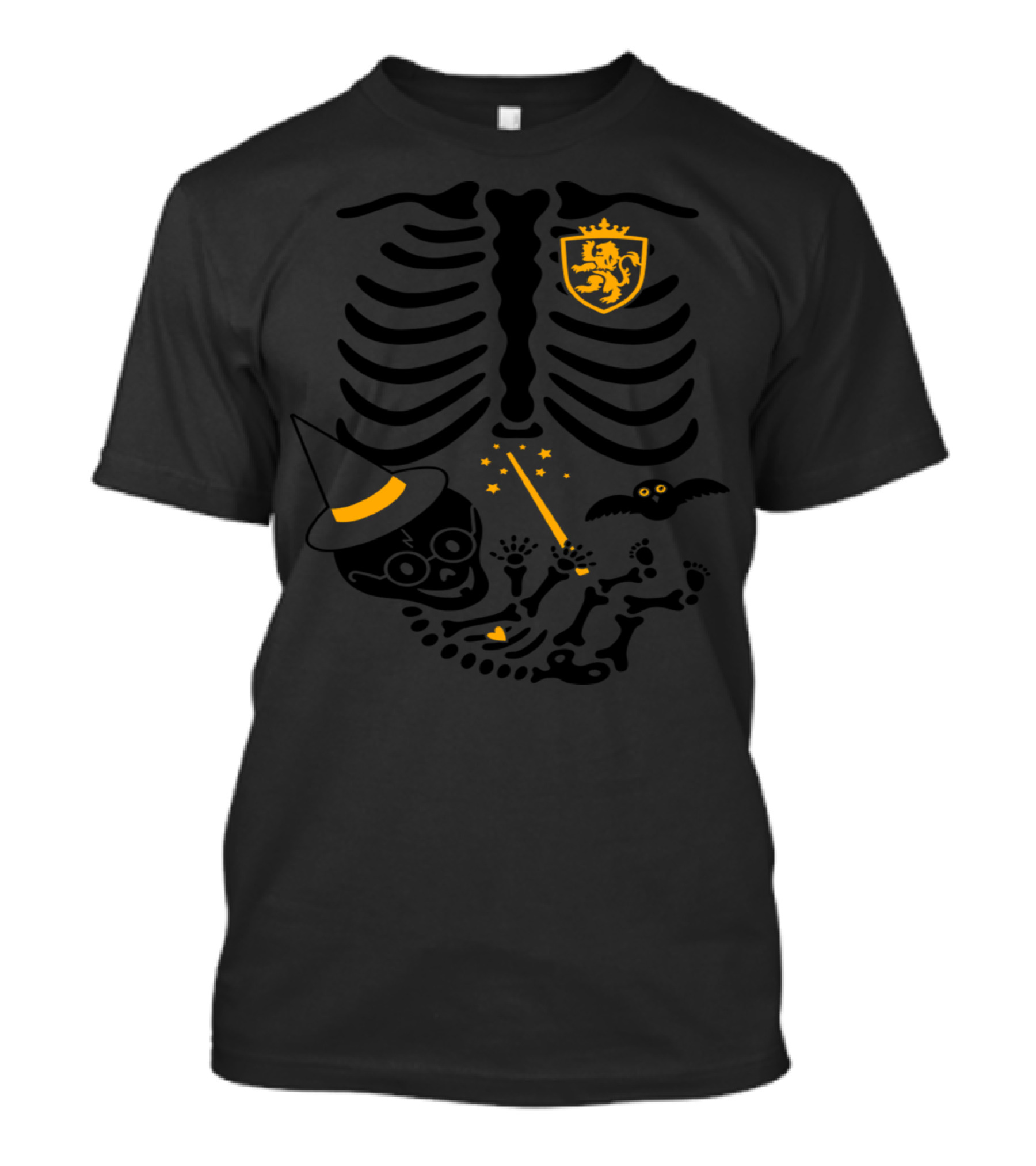 Skeleton Maternity Witch Magic Wand Lion Crest Bat T-Shirt