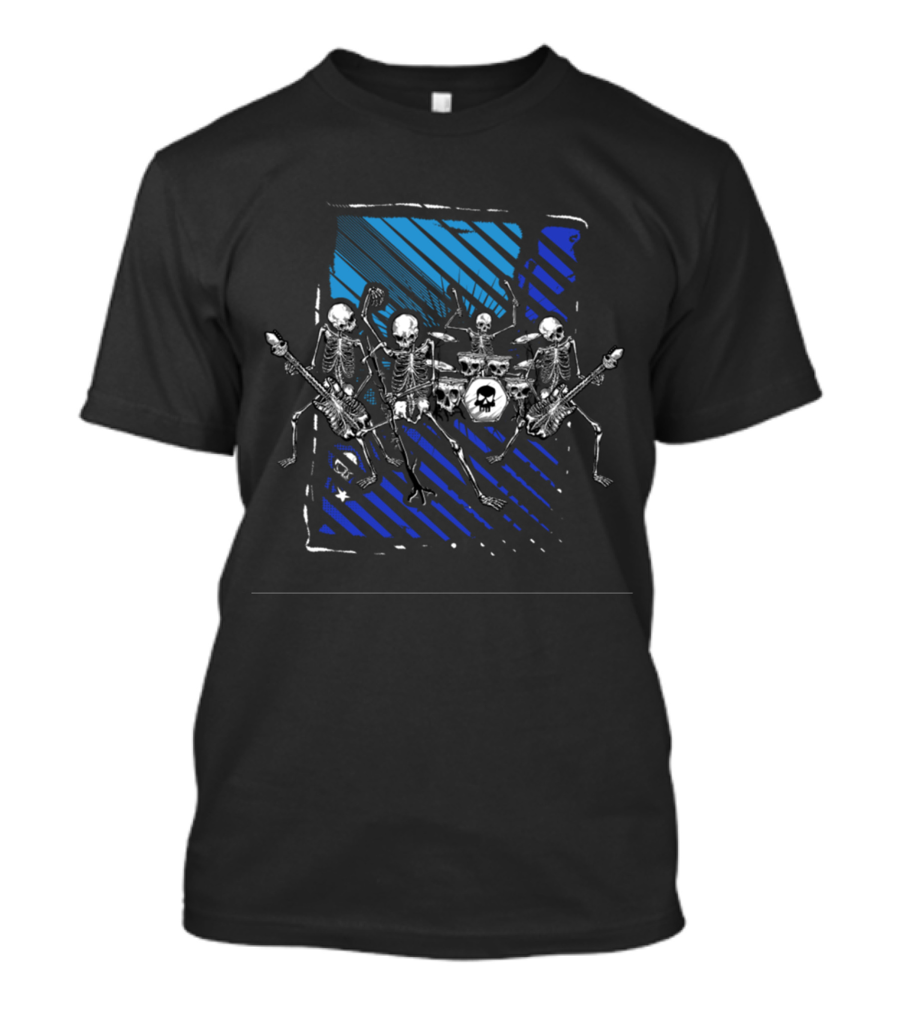 Skeleton Drums Geo Rock Band Skeletons Playing Instruments T-Shirt